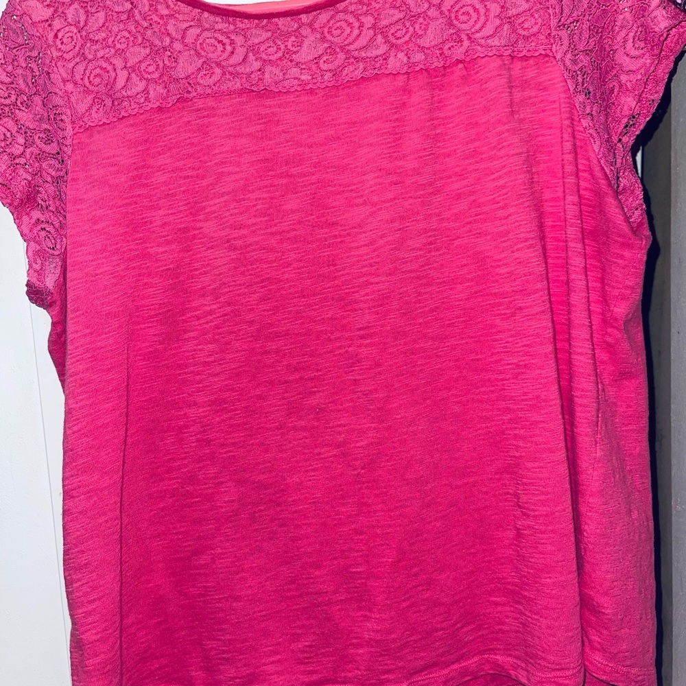 Liz Claiborne Bright Pink Lace Yoke Camisole